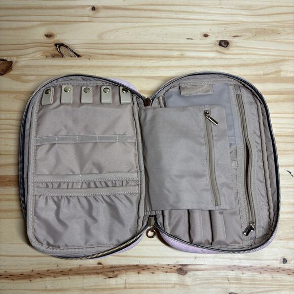 Bagsmart Womens Jewelry Case Organizer Travel Pink Blush Quilted Zip Around - Picture 9 of 10